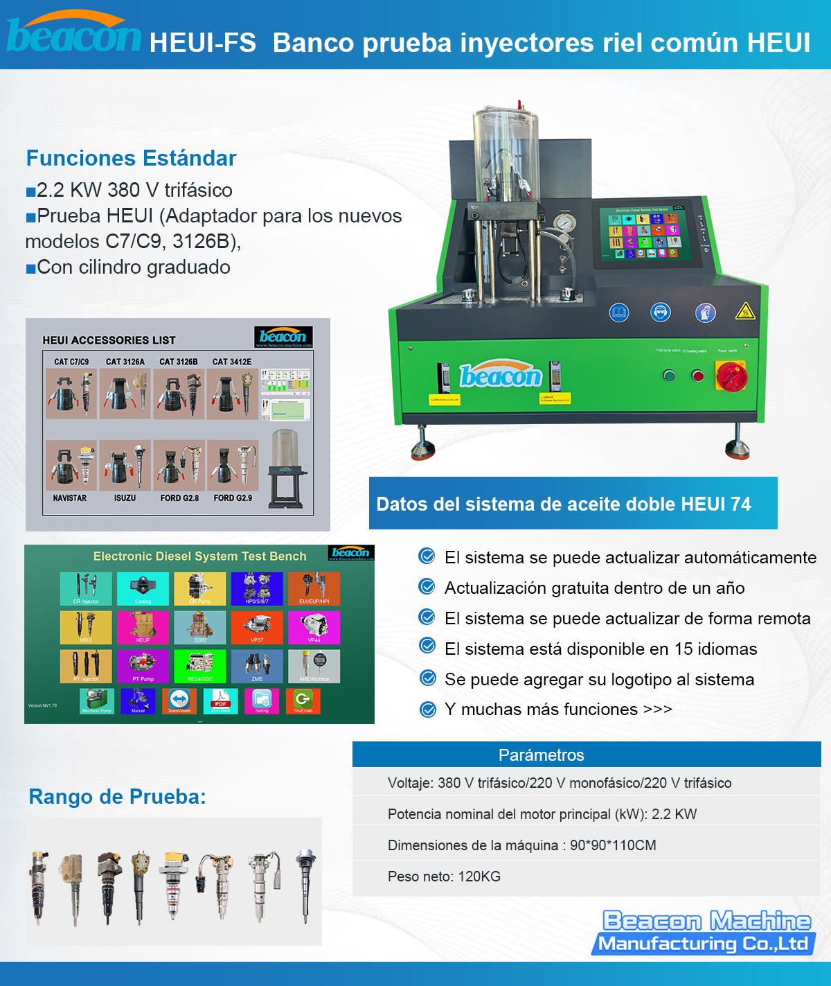 Banco de pruebas para inyectores HEUI y Common Rail